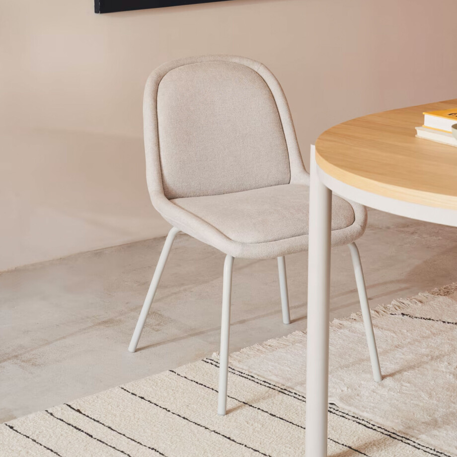 Kave Home Eetkamerstoel 'Aimin' Chenille, kleur Beige afbeelding 1