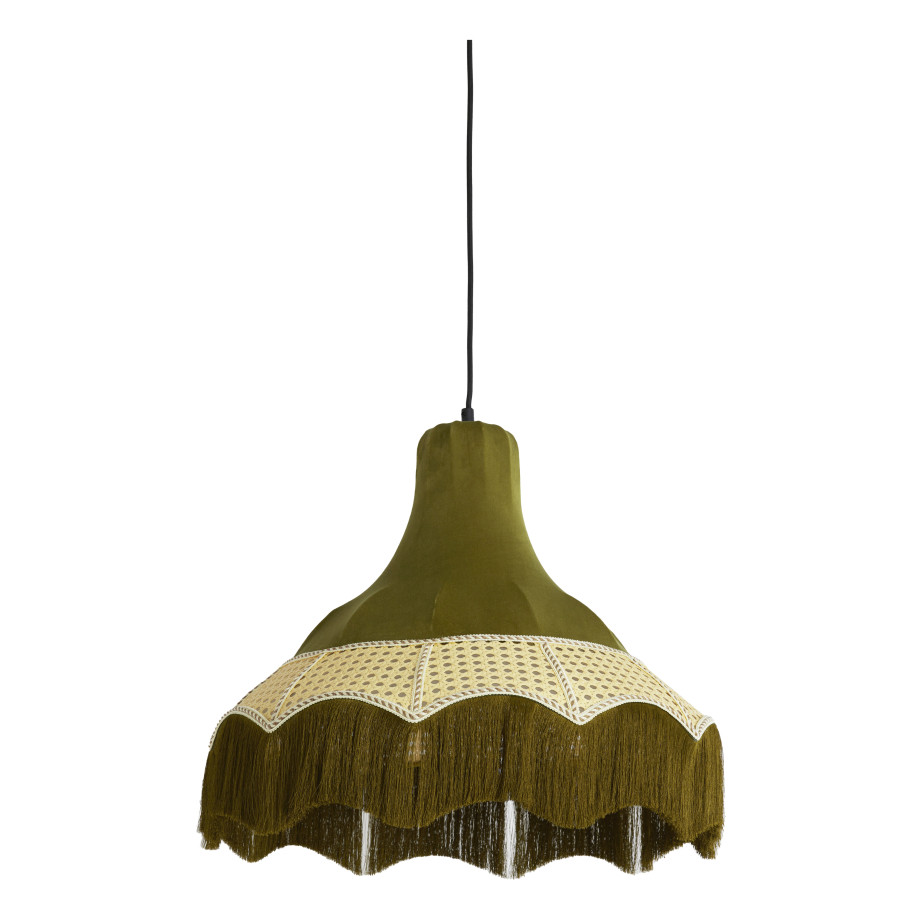 Light & Living Hanglamp 'Mizia' Velvet en webbing, 50cm, kleur Groen afbeelding 1