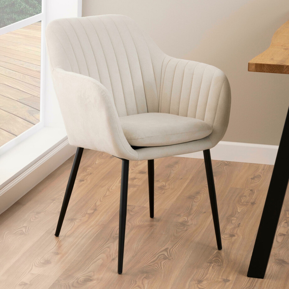 Bendt Eetkamerstoel 'Albin' Stof, kleur Zand Bendt Eetkamerstoel 'Albin' Stof, kleur Zand afbeelding 1