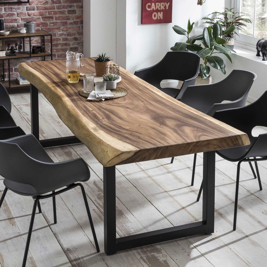 Artistiq Boomstam Eettafel 'Elishia' Suarhout, 250 x 90cm, kleur Naturel Artistiq Boomstam Eettafel 'Elishia' Suarhout, 250 x 90cm, kleur Naturel afbeelding