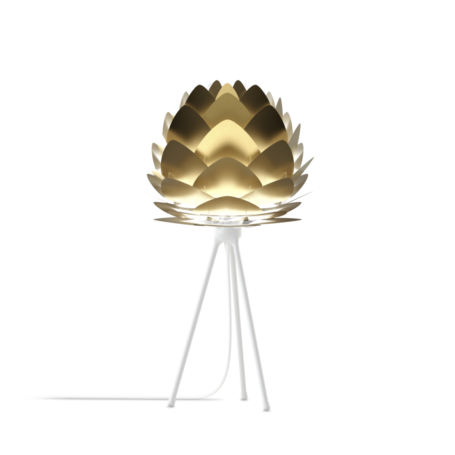 Aluvia Mini tafellamp brushed brass - met tripod wit - Ø 40 cm afbeelding 1