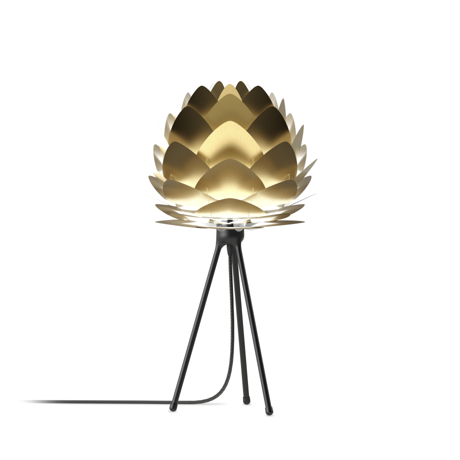 Aluvia Mini tafellamp brushed brass - met tripod zwart - Ø 40 cm afbeelding 1