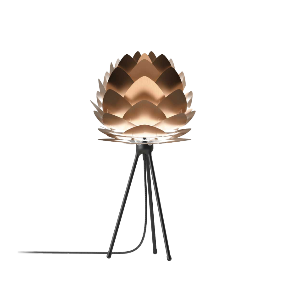 Aluvia Mini tafellamp brushed bronze - met tripod zwart - Ø 40 cm afbeelding 1