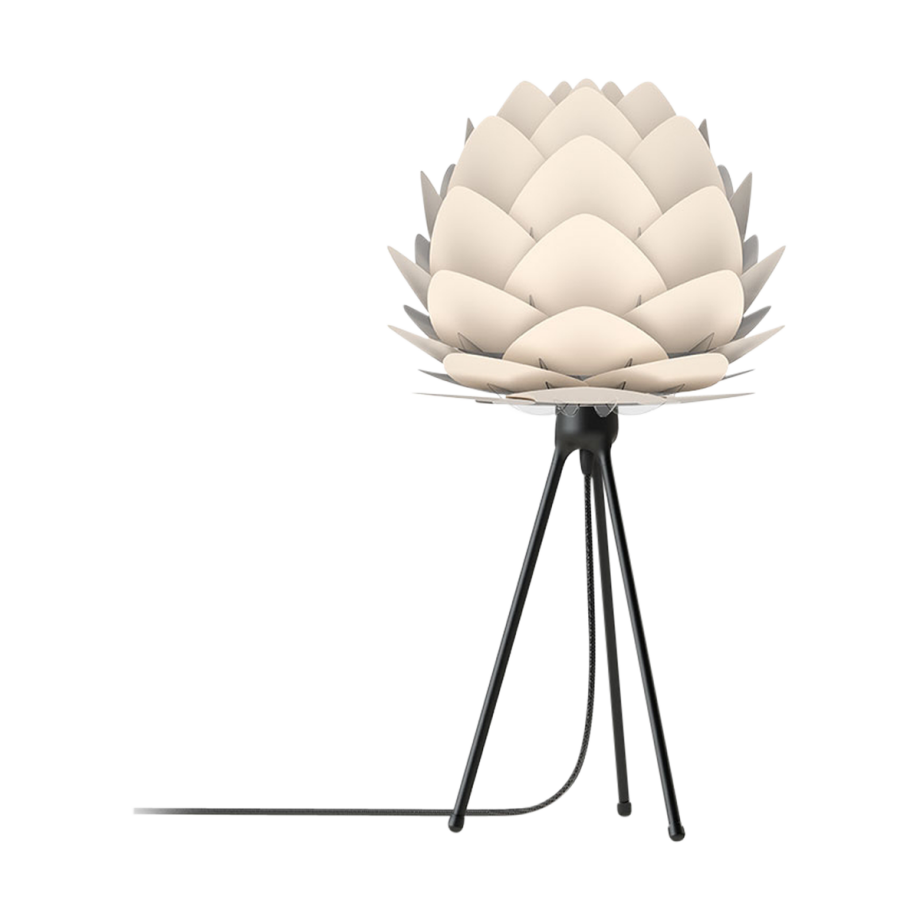Aluvia Mini tafellamp pearl white - met tripod zwart - Ø 40 cm Aluvia Mini tafellamp pearl white - met tripod zwart - Ø 40 cm afbeelding 1