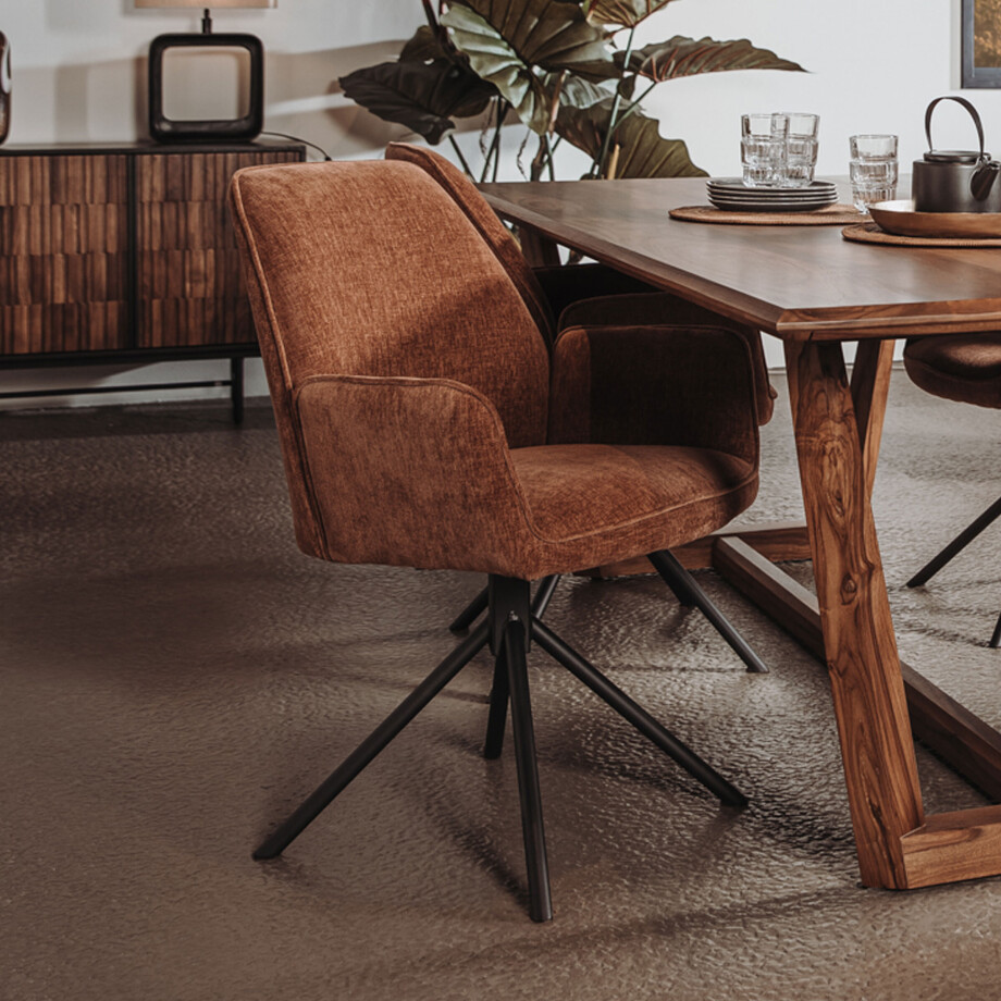 Tower Living Draaibare Eetkamerstoel 'Amaro' kleur Koper Tower Living Draaibare Eetkamerstoel 'Amaro' kleur Koper afbeelding 1