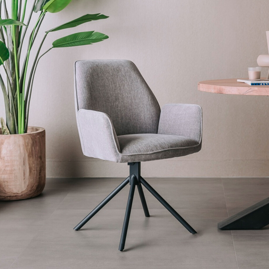 Tower Living Draaibare Eetkamerstoel 'Amaro' kleur Blauwgrijs afbeelding 1