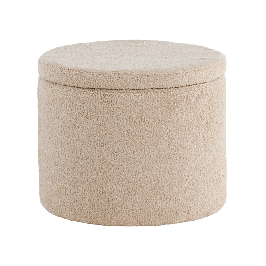 Amelia poef teddystof beige - met opbergruimte - Ø 51 cm Amelia poef teddystof beige - met opbergruimte - Ø 51 cm afbeelding 1