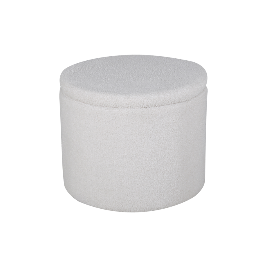 Amelia poef teddystof wit - met opbergruimte - Ø 51 cm Amelia poef teddystof wit - met opbergruimte - Ø 51 cm afbeelding 1