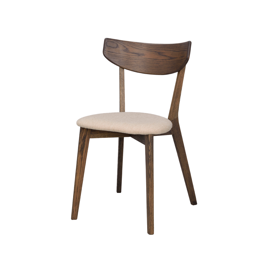 Ami eikenhouten eetkamerstoel donker eiken - met beige zitkussen Ami eikenhouten eetkamerstoel donker eiken - met beige zitkussen afbeelding 1