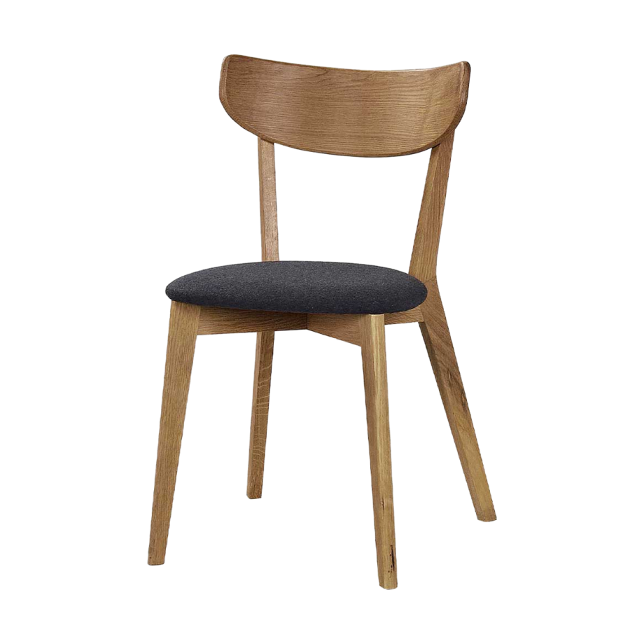 Ami eikenhouten eetkamerstoel naturel - met donkergrijs zitkussen Ami eikenhouten eetkamerstoel naturel - met donkergrijs zitkussen afbeelding 1