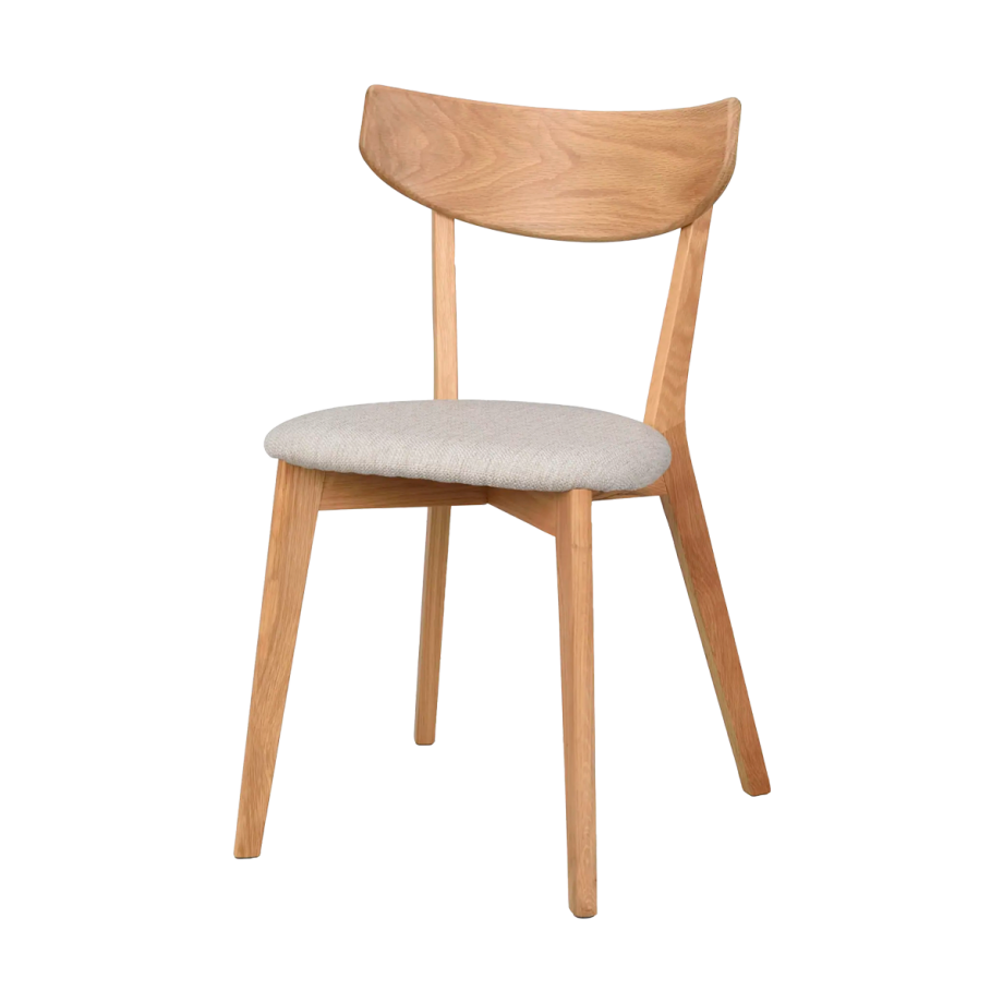 Ami eikenhouten eetkamerstoel naturel - met grijs zitkussen Ami eikenhouten eetkamerstoel naturel - met grijs zitkussen afbeelding 1