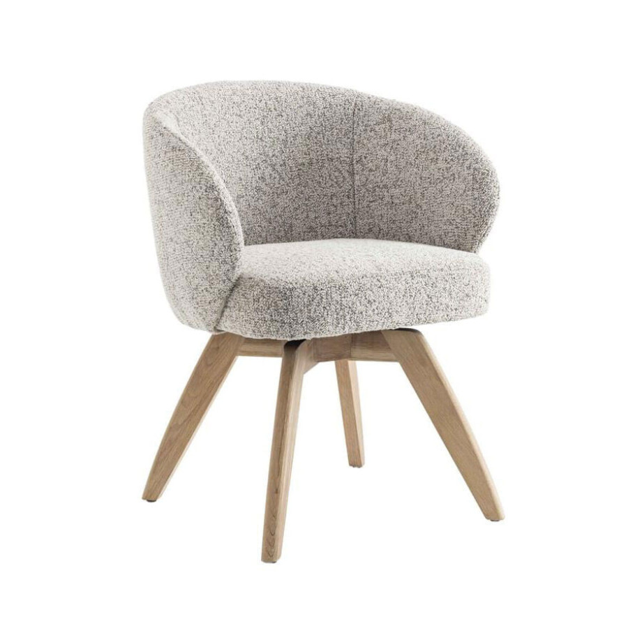 Tower Living Draaibare Eetkamerstoel 'Brescia' Bouclé, kleur Beige afbeelding 1