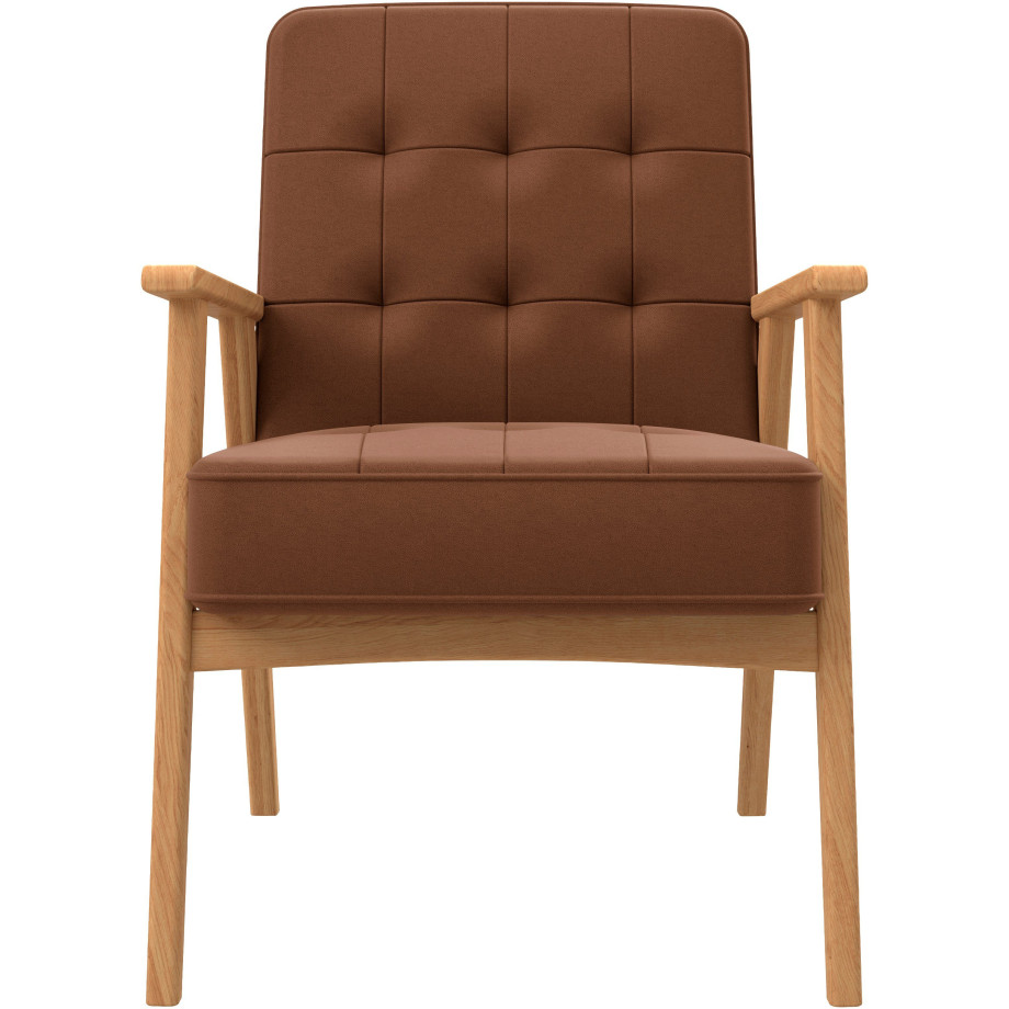 andas Fauteuil Alvared Zigzag vering voor een hoog zitcomfort, naturel massief eiken afbeelding 1