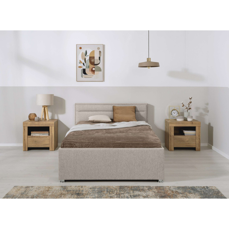 andas Gestoffeerd bed HENA naar keuze met bedkist, lattenbodem en matras h2 of h3 afbeelding 1