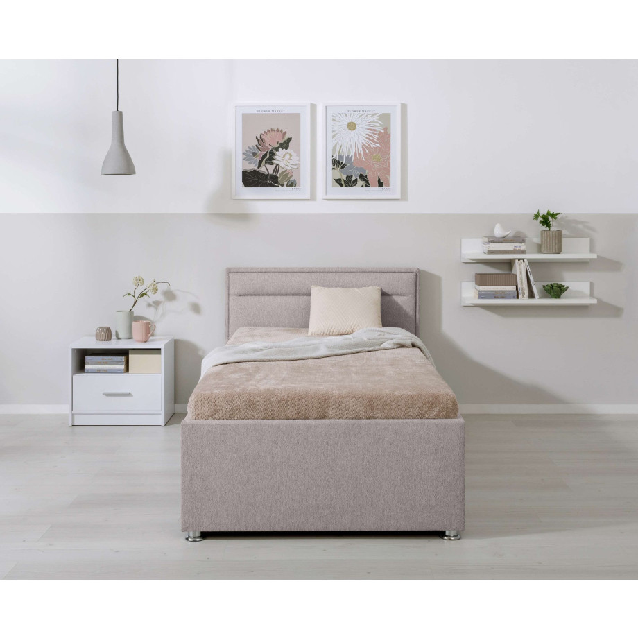 andas Gestoffeerd bed HENA naar keuze met bedkist, lattenbodem en matras h2 of h3 afbeelding 1