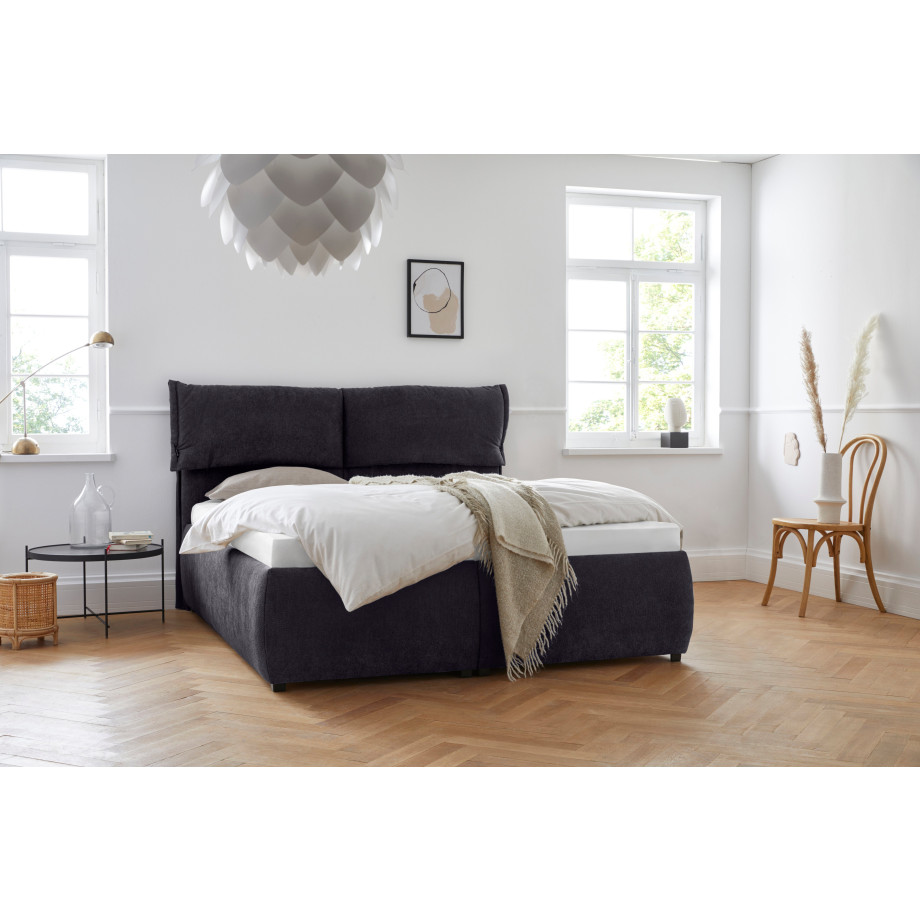 andas Gestoffeerd bed Jenson als bedframe of met 3 matrassoorten en hardheden afbeelding 1