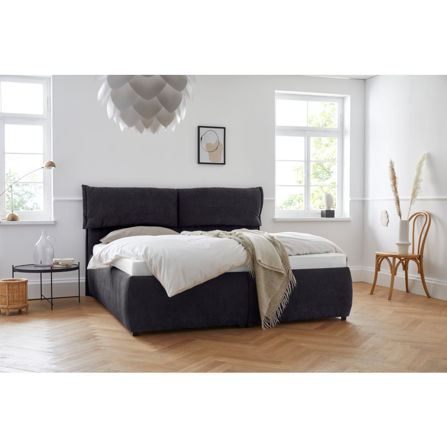 andas Gestoffeerd bed Jenson als bedframe of met 3 matrassoorten en hardheden afbeelding 1