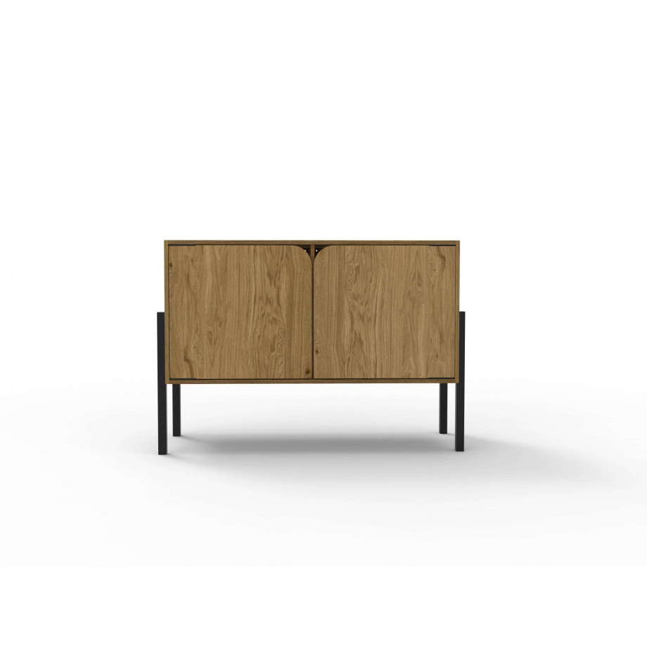 andas Tv-meubel Finton Commode met 2 deuren, kast van massief eikenhout, breedte 76 cm afbeelding 1