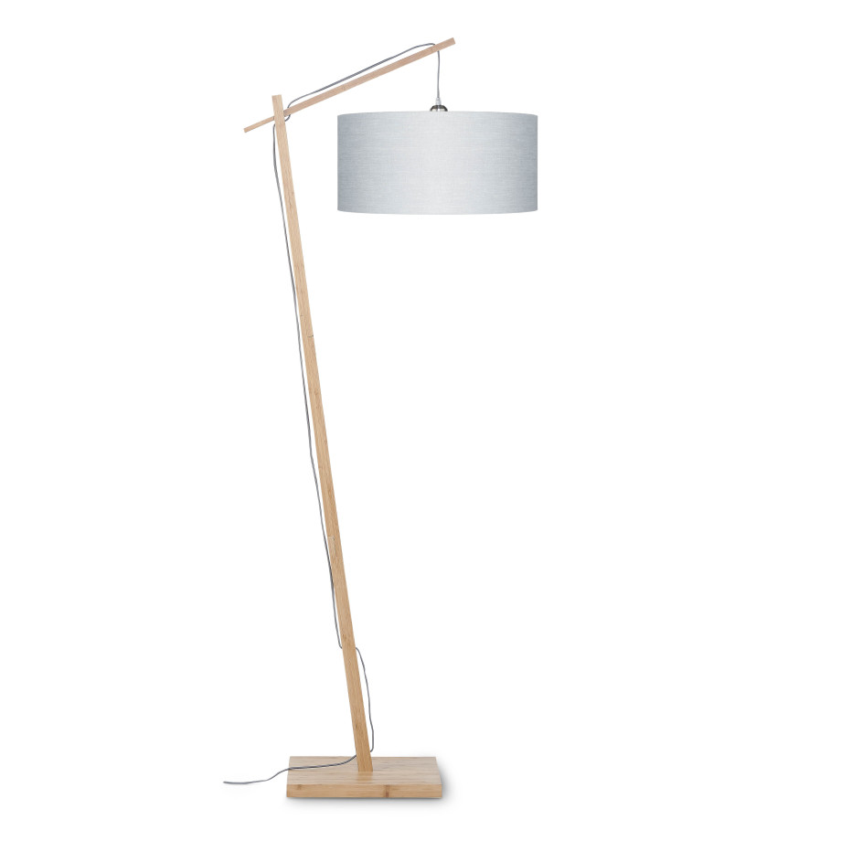 GOOD&MOJO Vloerlamp 'Andes' Bamboe en Eco linnen, 176cm, kleur Lichtgrijs afbeelding 1