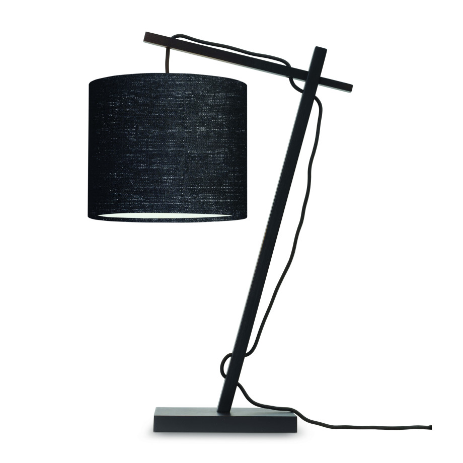GOOD&MOJO Tafellamp 'Andes' Bamboe en Eco linnen, 46cm, kleur Zwart afbeelding 1