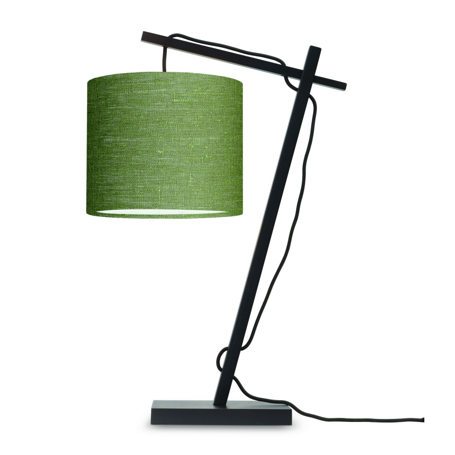 GOOD&MOJO Tafellamp 'Andes' Bamboe en Eco linnen, 46cm, kleur Groen afbeelding 1