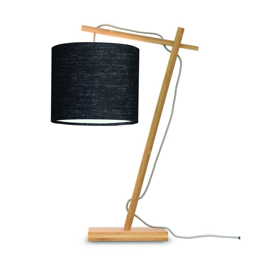GOOD&MOJO Tafellamp 'Andes' Bamboe en Eco linnen, 46cm, kleur Zwart/Naturel afbeelding 1