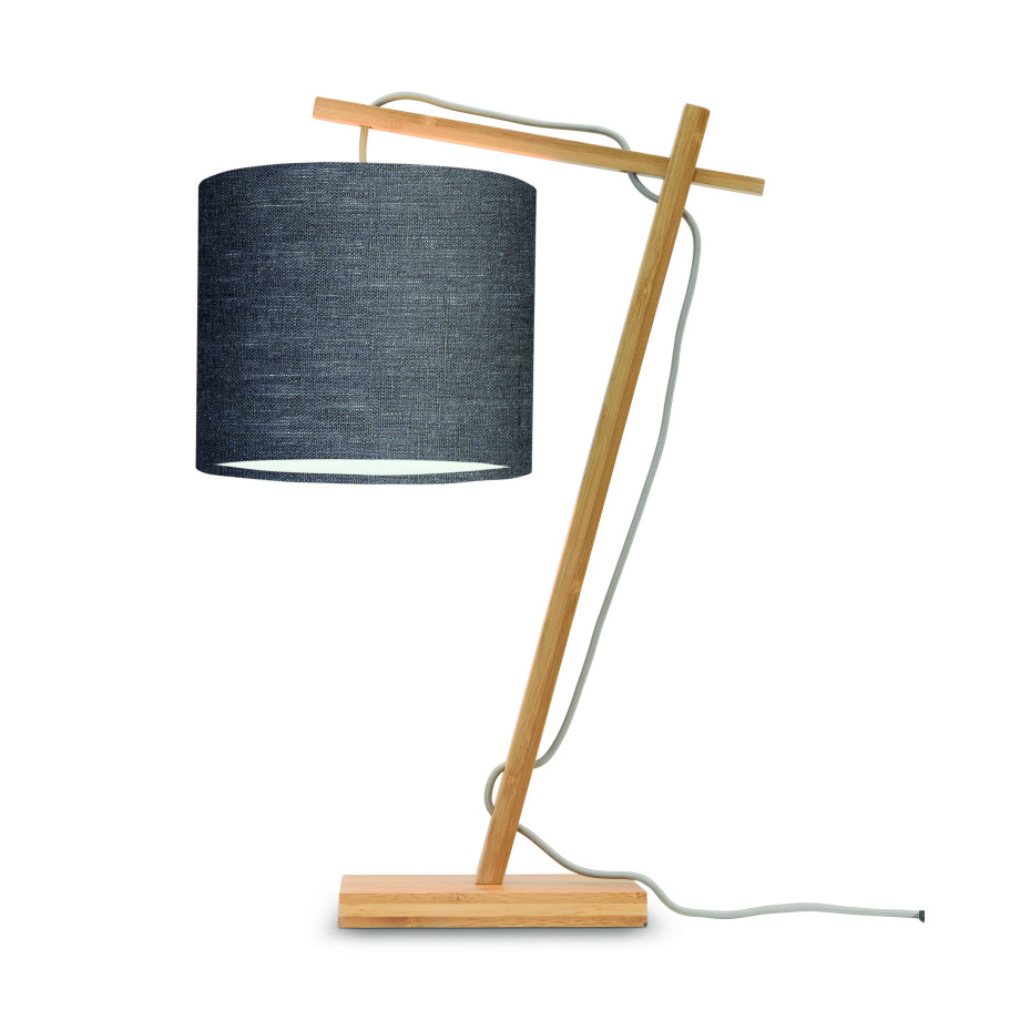 GOOD&MOJO Tafellamp 'Andes' Bamboe en Eco linnen, 46cm, kleur Donkergrijs/Naturel afbeelding 1