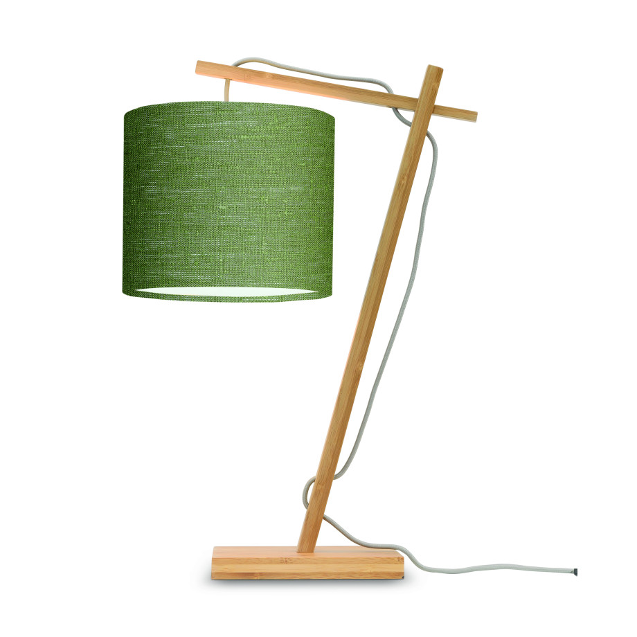 GOOD&MOJO Tafellamp 'Andes' Bamboe en Eco linnen, 46cm, kleur Groen/Naturel afbeelding 1