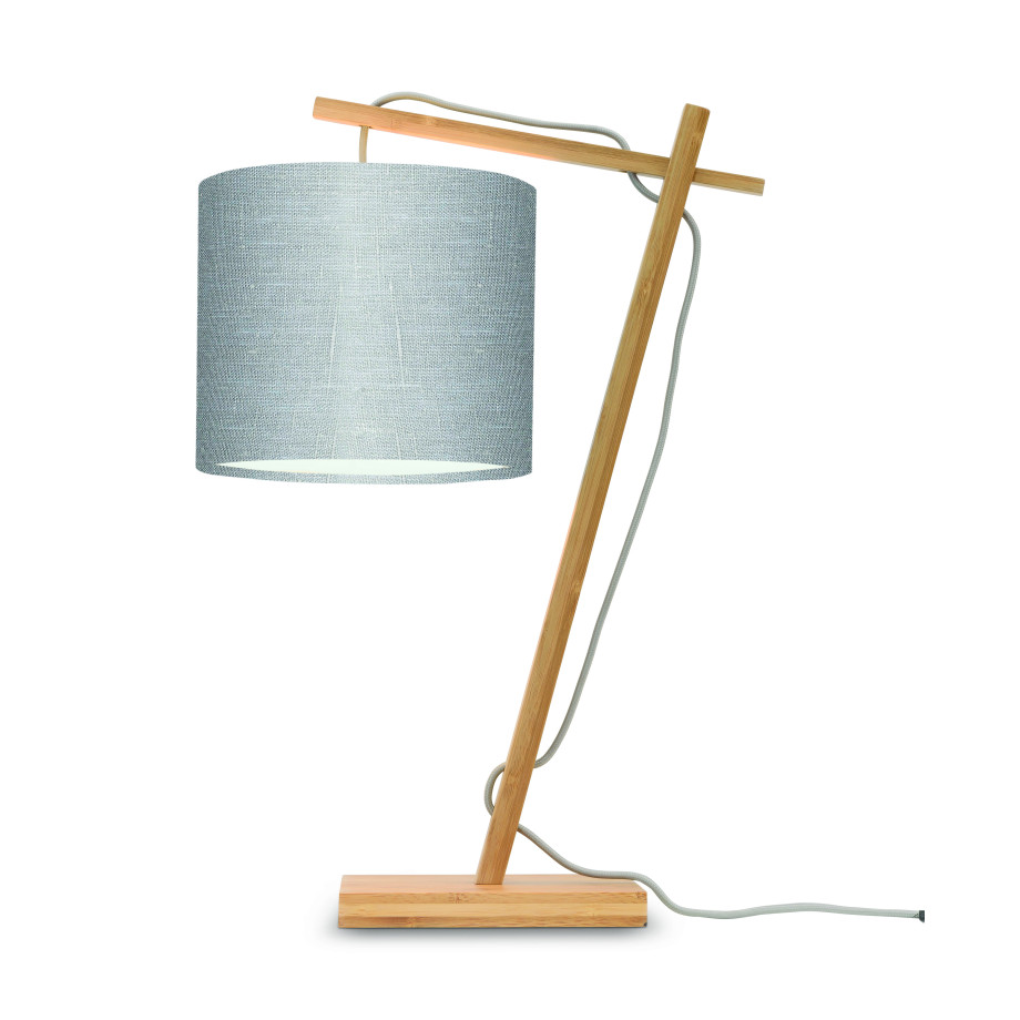 GOOD&MOJO Tafellamp 'Andes' Bamboe en Eco linnen, 46cm, kleur Lichtgrijs/Naturel afbeelding 1