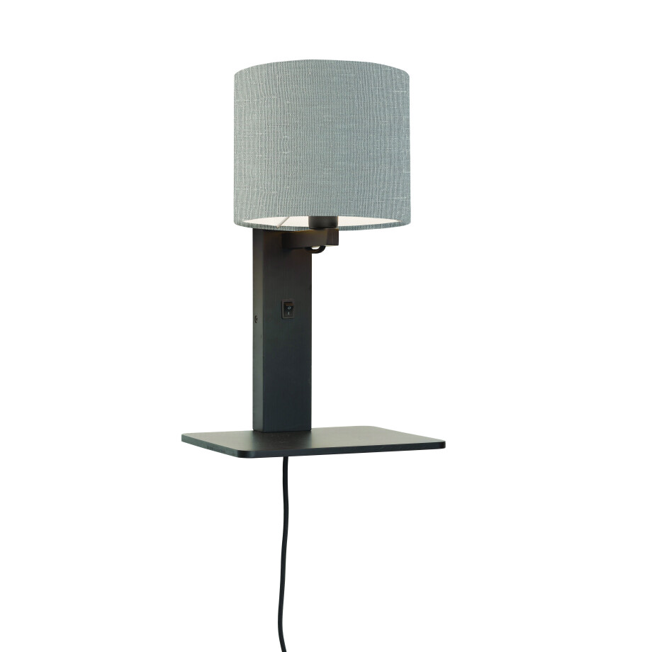 GOOD&MOJO Wandlamp 'Andes' Bamboe en Eco linnen, Met plank, kleur Lichtgrijs GOOD&MOJO Wandlamp 'Andes' Bamboe en Eco linnen, Met plank, kleur Lichtgrijs afbeelding 1