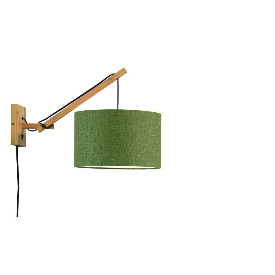 GOOD&MOJO Wandlamp 'Andes' Small, Bamboe en Eco linnen, kleur Groen/Naturel afbeelding 1