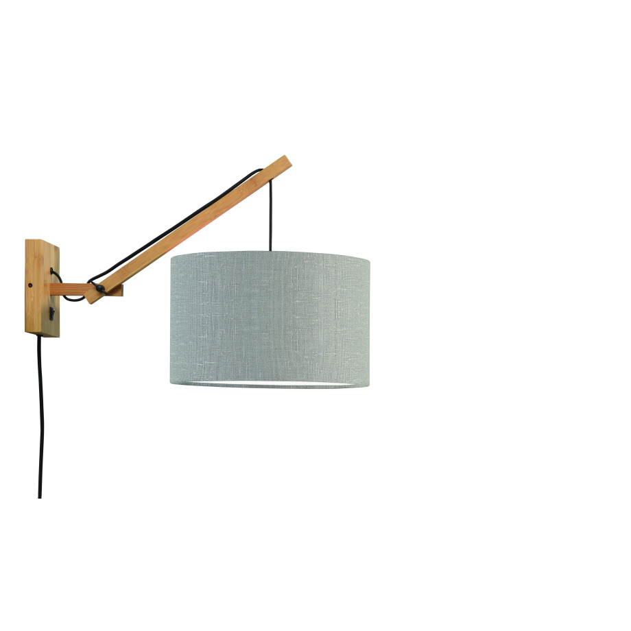 GOOD&MOJO Wandlamp 'Andes' Small, Bamboe en Eco linnen, kleur Lichtgrijs/Naturel afbeelding 1