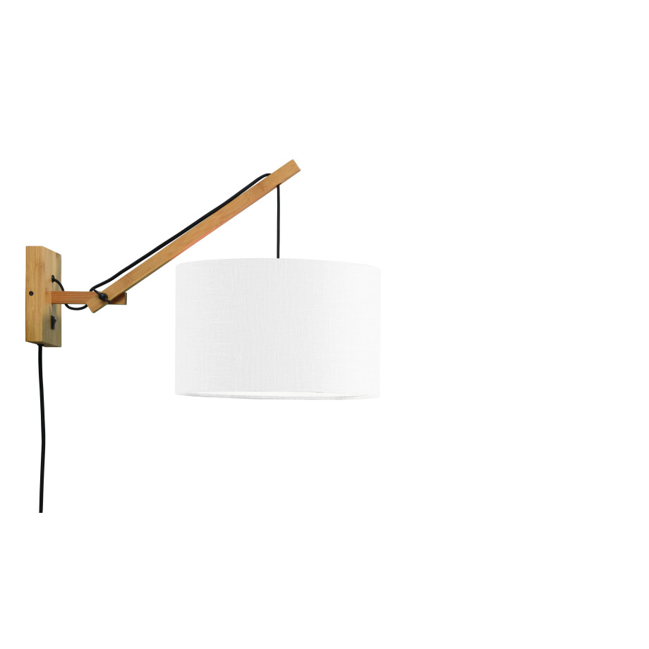 GOOD&MOJO Wandlamp 'Andes' Small, Bamboe en Eco linnen, kleur Wit/Naturel afbeelding 1