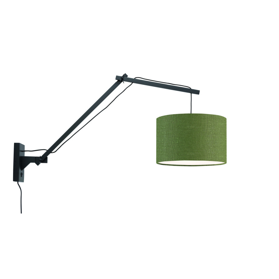 GOOD&MOJO Wandlamp 'Andes' Large, Bamboe en Eco linnen, kleur Groen afbeelding 1