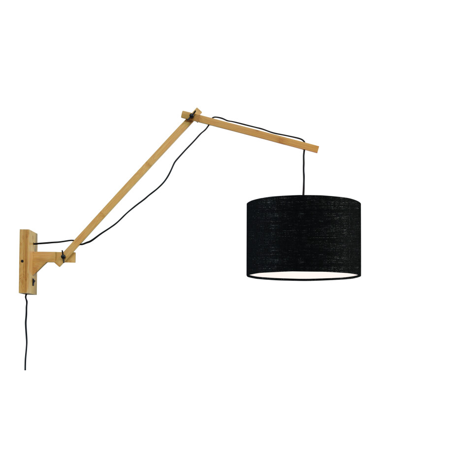 GOOD&MOJO Wandlamp 'Andes' Large, Bamboe en Eco linnen, kleur Naturel/Zwart afbeelding 1