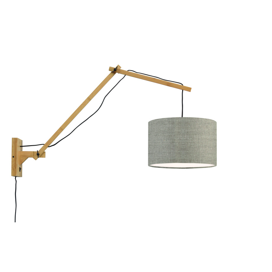 GOOD&MOJO Wandlamp 'Andes' Large, Bamboe en Eco linnen, kleur Donkerbeige/Naturel afbeelding 1