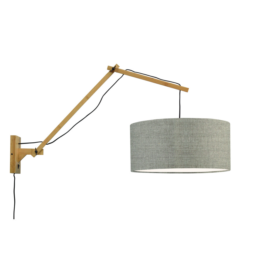 GOOD&MOJO Wandlamp 'Andes' Large, Bamboe en Eco linnen, kleur Donkerbeige/Naturel afbeelding 1