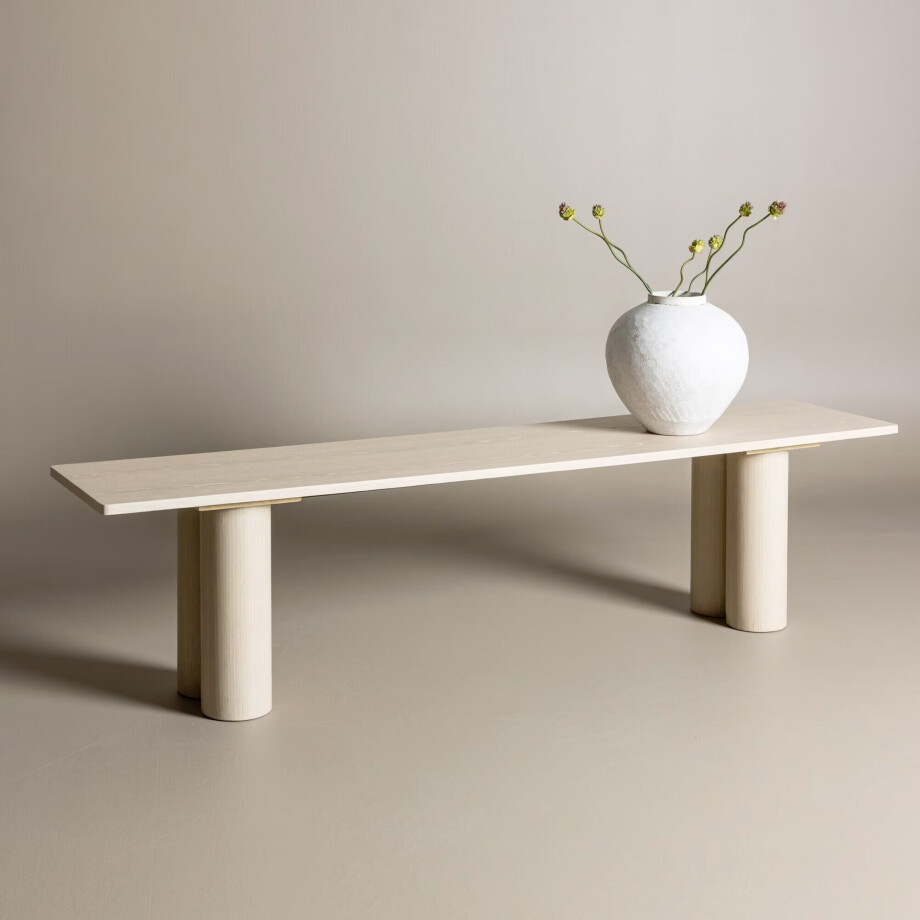 Nohr Eetkamerbank 'Anh' 180cm, kleur Whitewash afbeelding 1