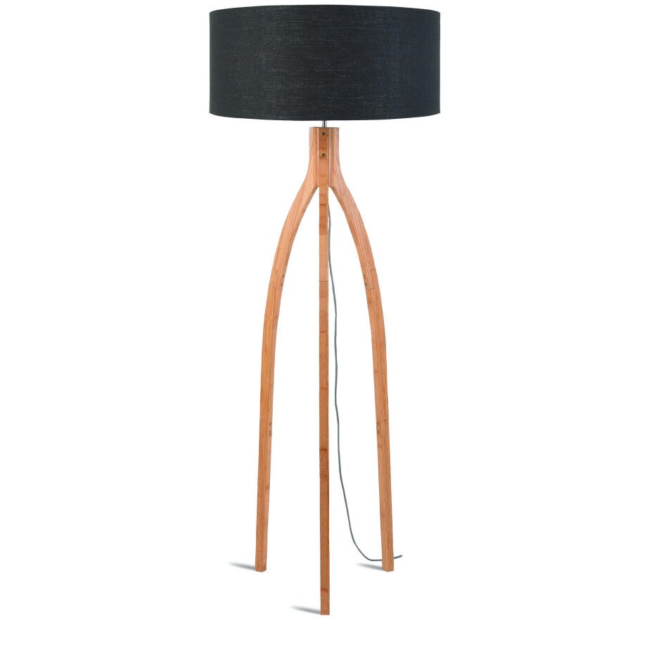 Good&Mojo Vloerlamp 'Annapurna' Bamboe en Eco linnen, kleur Donkergrijs afbeelding 1