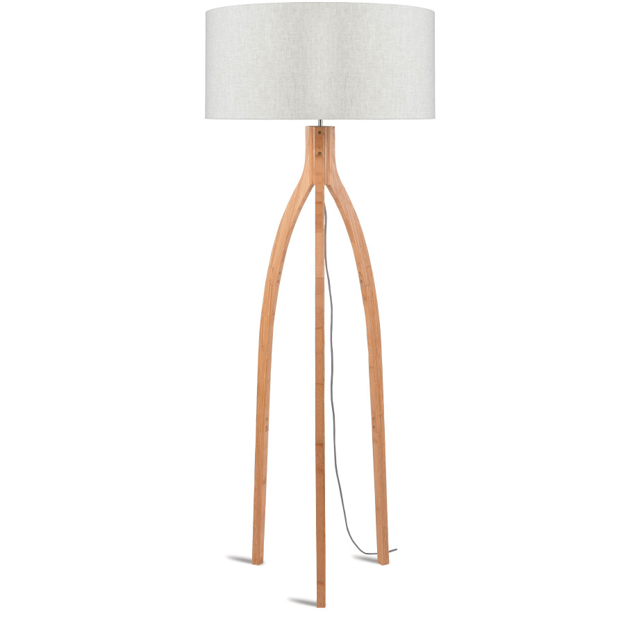 Good&Mojo Vloerlamp 'Annapurna' Bamboe en Eco linnen, kleur Beige afbeelding 1