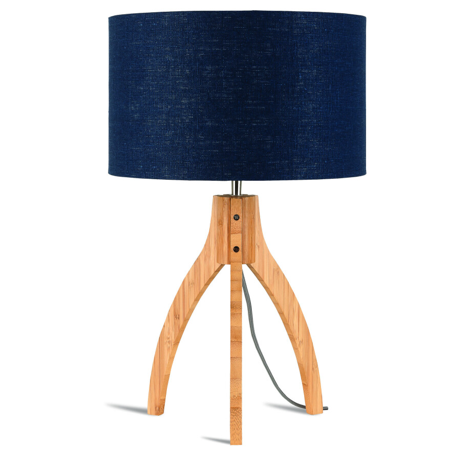 Good&Mojo Tafellamp 'Annapurna' Bamboe en Eco linnen, kleur Denimblauw Good&Mojo Tafellamp 'Annapurna' Bamboe en Eco linnen, kleur Denimblauw afbeelding 1