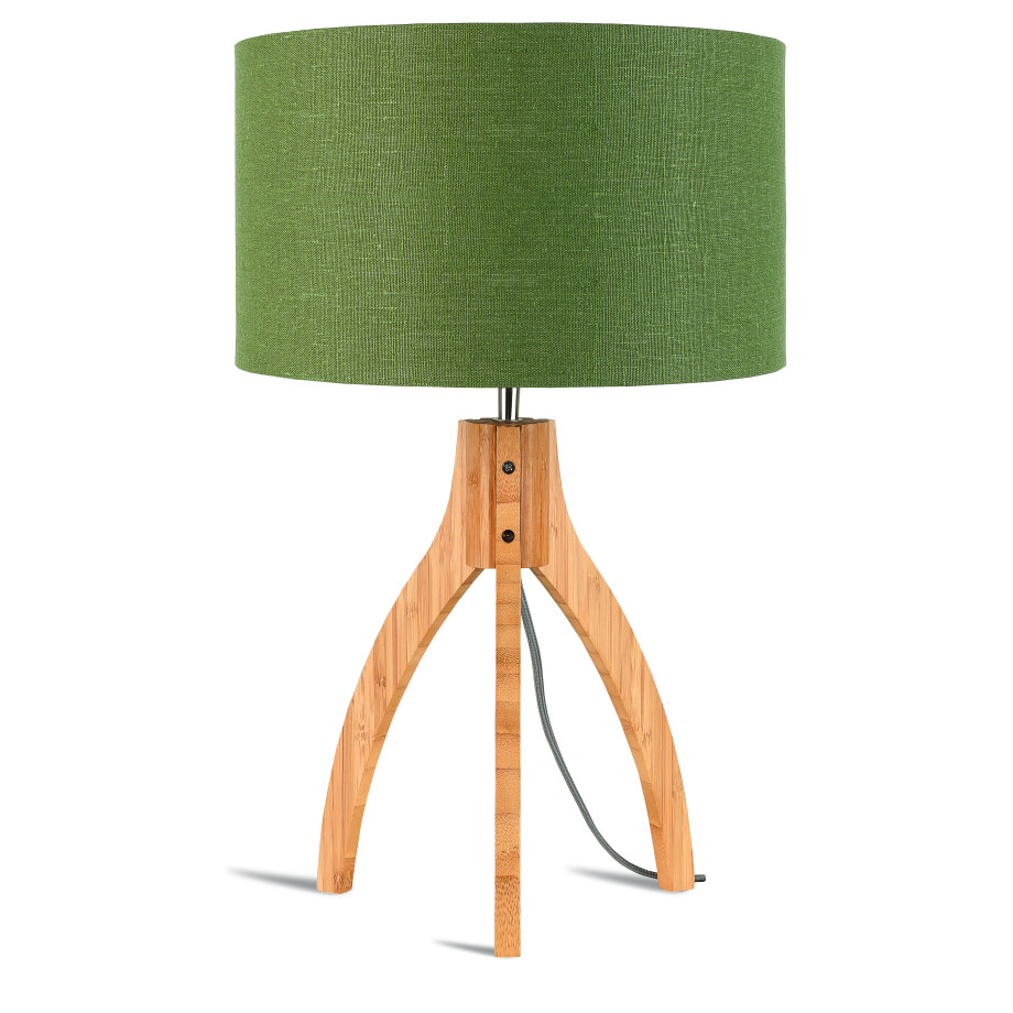 Good&Mojo Tafellamp 'Annapurna' Bamboe en Eco linnen, kleur Groen afbeelding 1