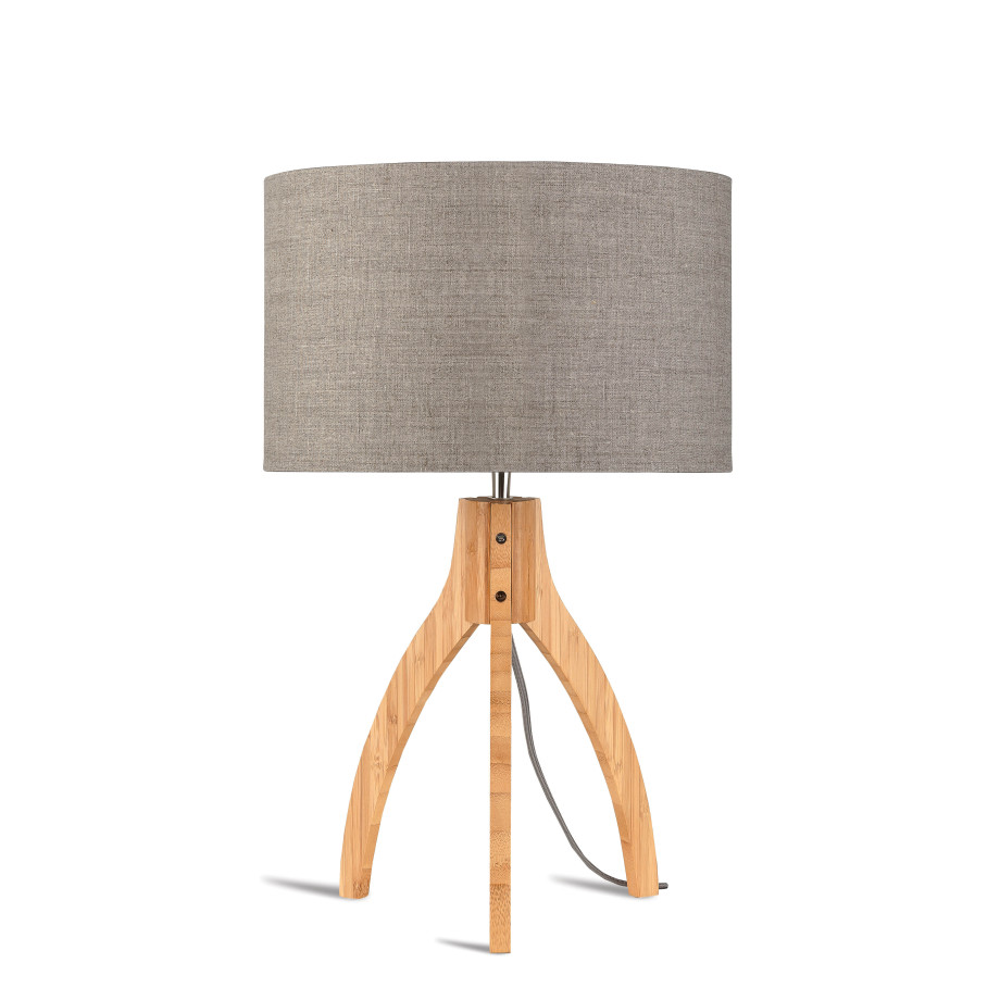Good&Mojo Tafellamp 'Annapurna' Bamboe en Eco linnen, kleur Donkerbeige afbeelding 1