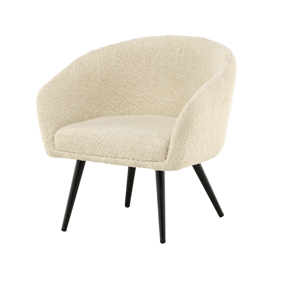 Annika kinderfauteuil teddy gebroken wit – met zwarte poten Annika kinderfauteuil teddy gebroken wit – met zwarte poten afbeelding 1