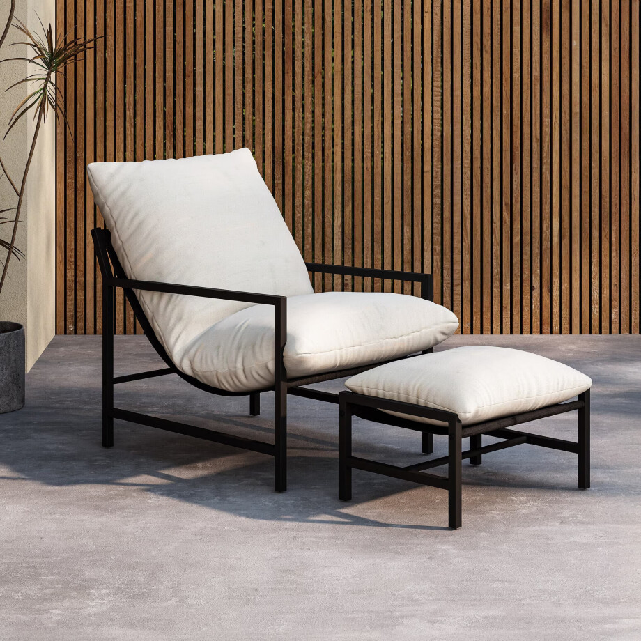 Nohr Loungestoel 'Antrone' Met hocker, kleur Zwart Nohr Loungestoel 'Antrone' Met hocker, kleur Zwart afbeelding 1