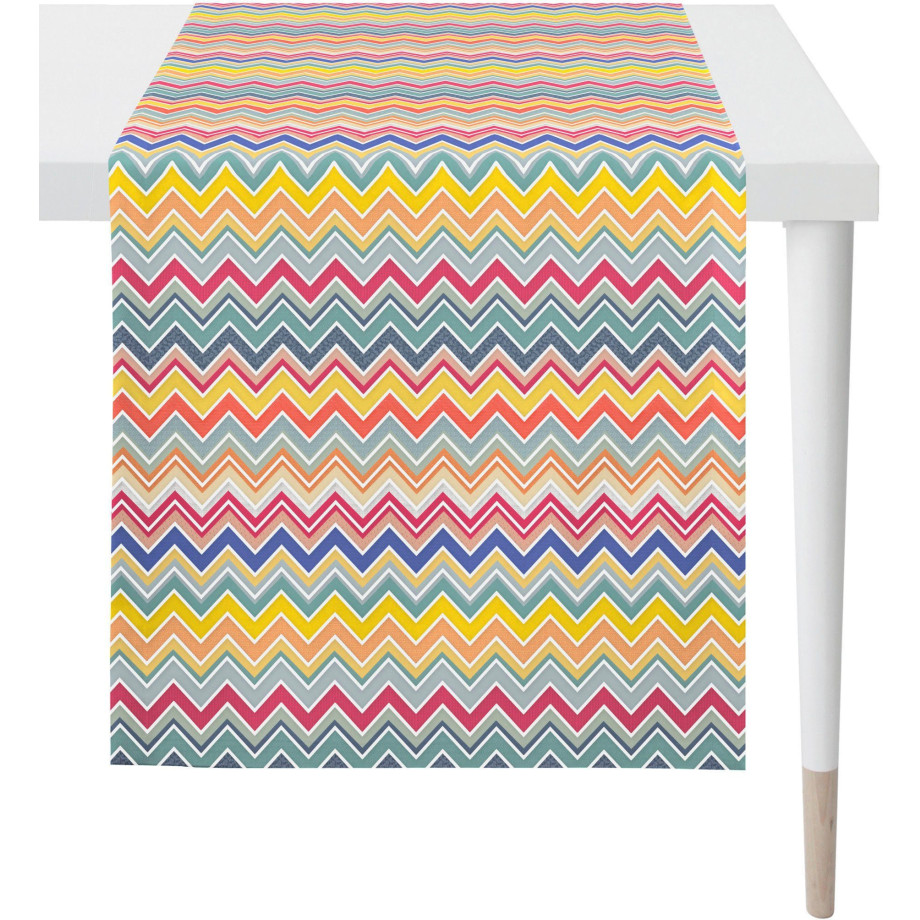 APELT Tafelloper 3902 OUTDOOR, zomerdecoratie, zomer Digitale print, zigzag ontwerp in mooie kleuren, met vlekbescherming (1 stuk) afbeelding 1