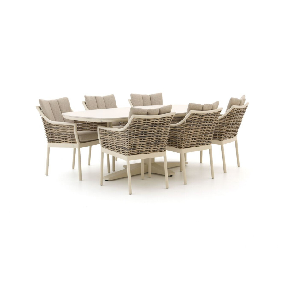 Apple Bee Milou/Zanzibar Deens Ovaal 220cm dining tuinset 7-delig - Laagste prijsgarantie! afbeelding 1