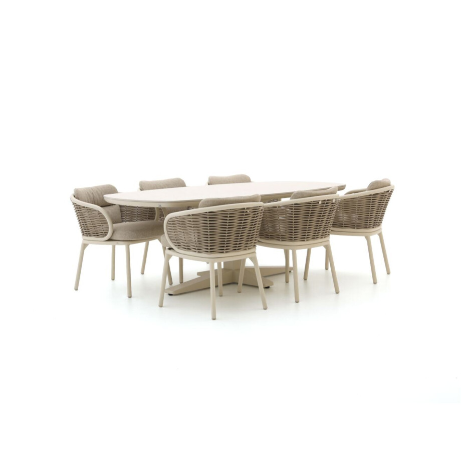 Apple Bee Pine Key/Zanzibar Deens Ovaal 220cm dining tuinset 7-delig - Laagste prijsgarantie! afbeelding 1