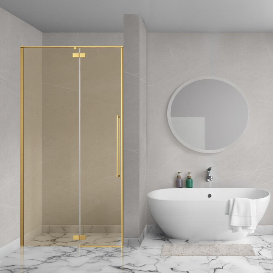 Aqua Vista Oria Linea nisdeur - 100x200cm - incl. montageset - champagne glas - Geborsteld goud SW1186322/SW1186316 afbeelding 1