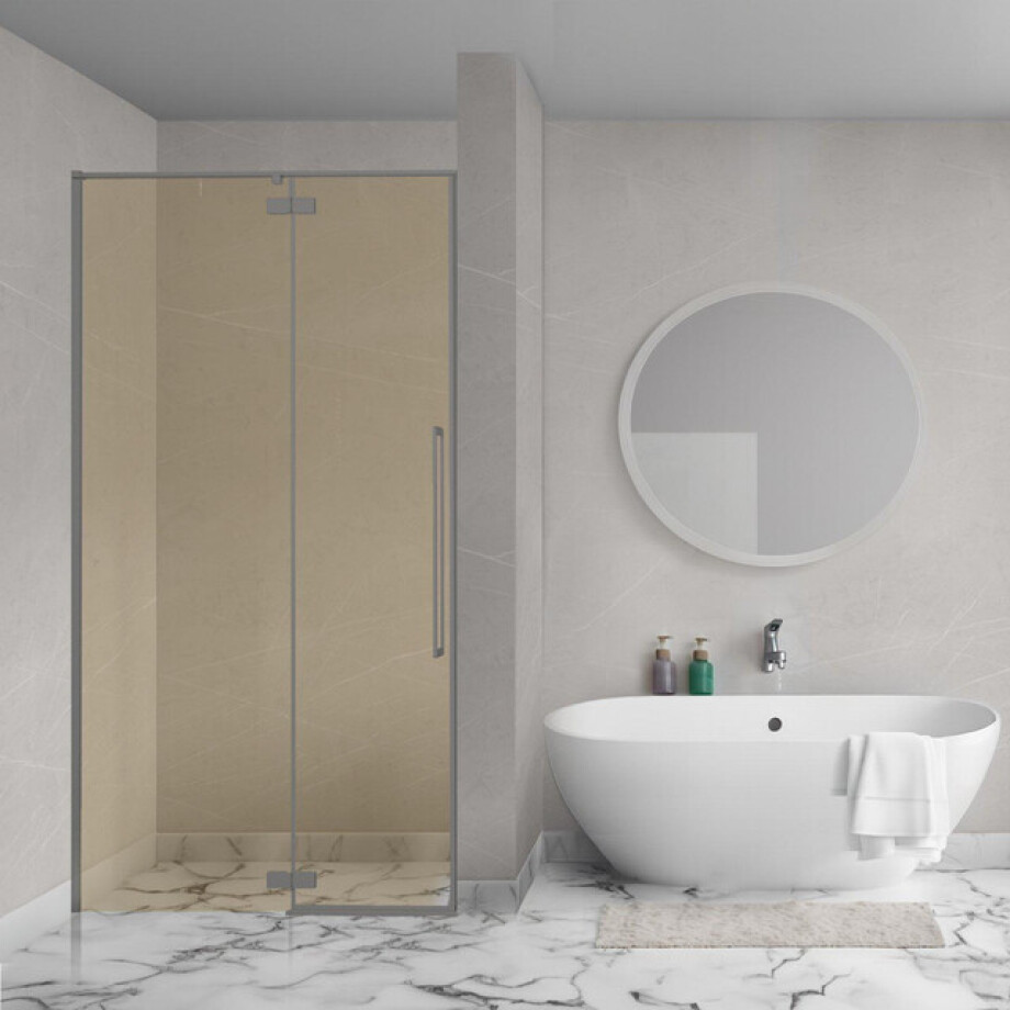 Aqua Vista Oria Linea nisdeur - 100x200cm - incl. montageset - champagne glas - Gunmetal SW1186322/SW1175905 afbeelding 1